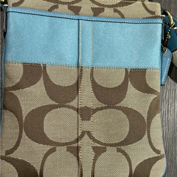 COACH Brown With Blue Signature Crossbody Handbag - Picture 3 of 14